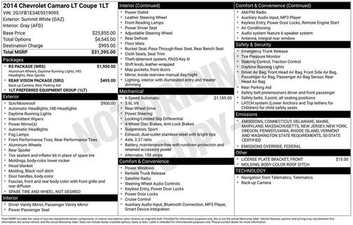 2014 Chevrolet Camaro 1LT