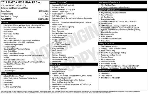 2017 Mazda MX-5 Miata RF Club