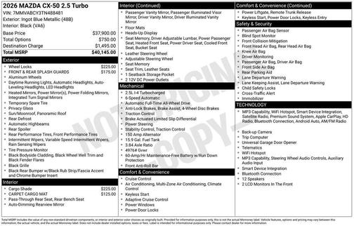 ingot blue metallic 2026 Mazda CX-50 2.5 Turbo