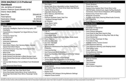 2026 Mazda Mazda3 FWD w/Preferred Package