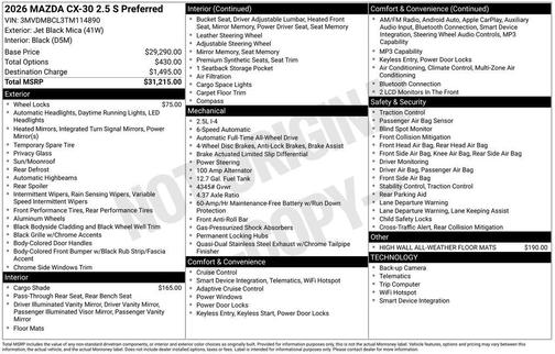 2026 Mazda CX-30 2.5 S Preferred Package