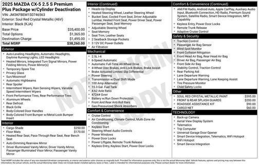 2025 Mazda CX-5 2.5 S Premium Plus Package