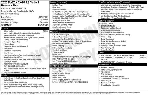 Machine Gray Metallic 2026 Mazda CX-90 3.3 Turbo S Premium Plus