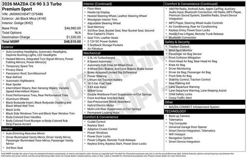2026 Mazda CX-90 3.3 Turbo Premium Sport