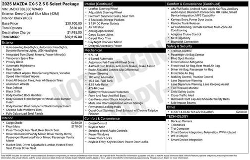2025 Mazda CX-5 2.5 S Select Package