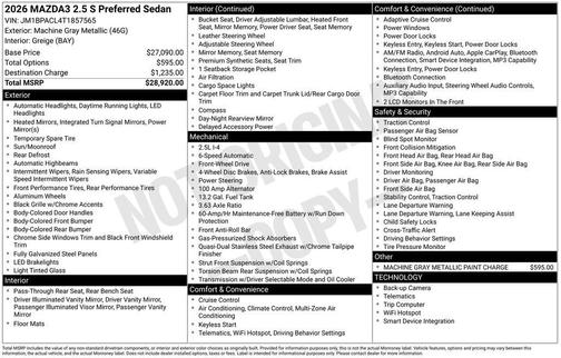 2026 Mazda Mazda3 FWD w/Preferred Package