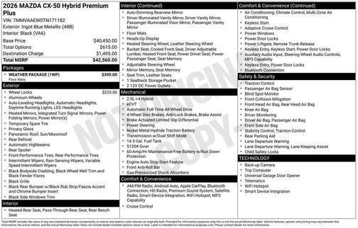 Ingot Blue Metallic 2026 Mazda CX-50 Hybrid Premium Plus