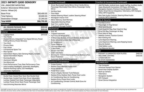 2021 INFINITI QX80 SENSORY AWD