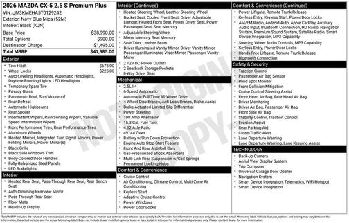 Navy Blue Mica 2026 Mazda CX-5 2.5 S Premium Plus Package