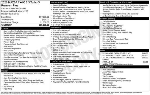 2026 Mazda CX-90 3.3 Turbo S Premium Plus