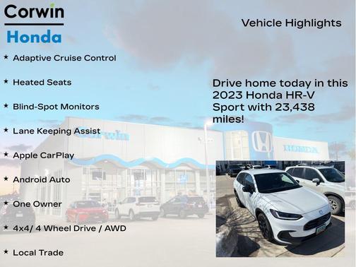 Platinum White Pearl 2023 Honda HR-V AWD Sport