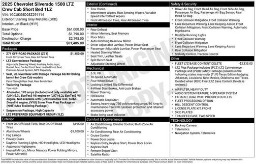 Sterling Gray Metallic 2025 Chevrolet Silverado 1500 LTZ