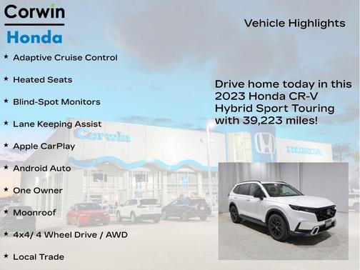 Platinum White Pearl 2023 Honda CR-V Hybrid Sport Touring AWD