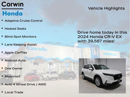 Platinum White Pearl 2024 Honda CR-V EX AWD