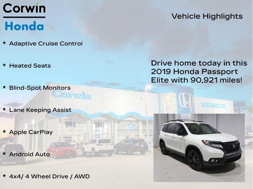 White Diamond Pearl 2019 Honda Passport Elite