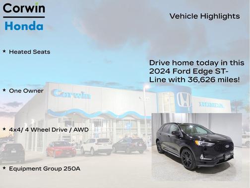 AGATE BLACK METALLIC 2024 Ford Edge ST Line