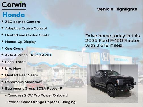 Agate Black 2025 Ford F-150 Raptor