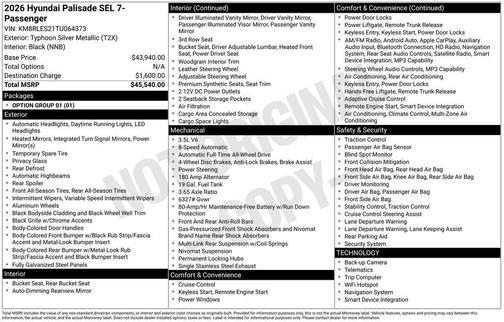 2026 Hyundai PALISADE SEL 7P