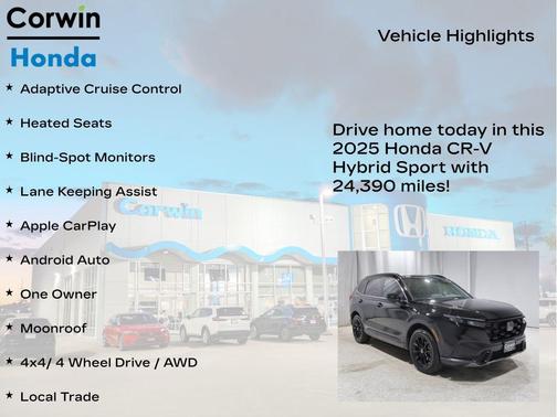 Crystal Black Pearl 2025 Honda CR-V Hybrid Sport AWD