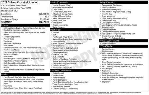 Horizon Blue Pearl 2022 Subaru Crosstrek Limited