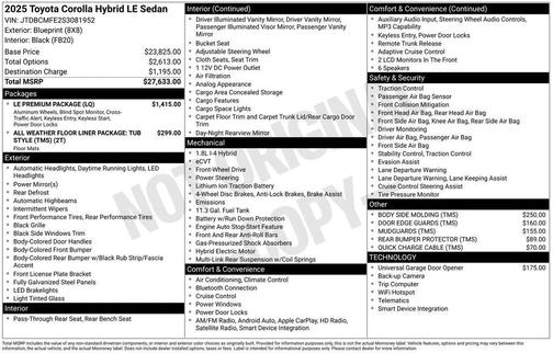 2025 Toyota Corolla Hybrid LE