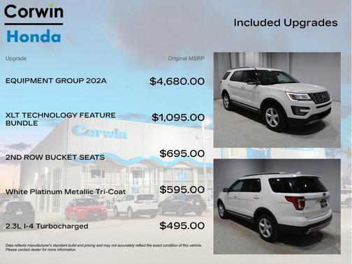 White Platinum Metallic Tri-Coat 2017 Ford Explorer XLT