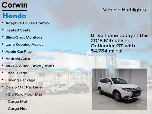 Diamond White Pearl 2018 Mitsubishi Outlander GT
