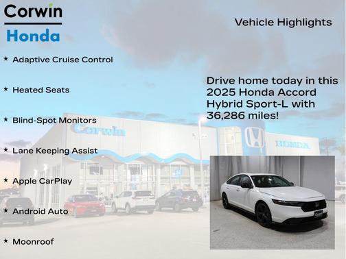 Platinum White Pearl 2025 Honda Accord Hybrid Sport-L