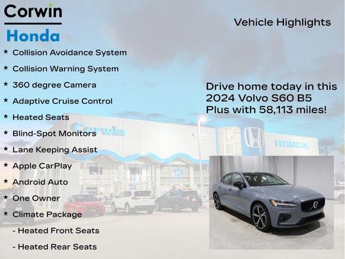 Thunder Grey Metallic 2024 Volvo S60 B5 Plus Dark Theme