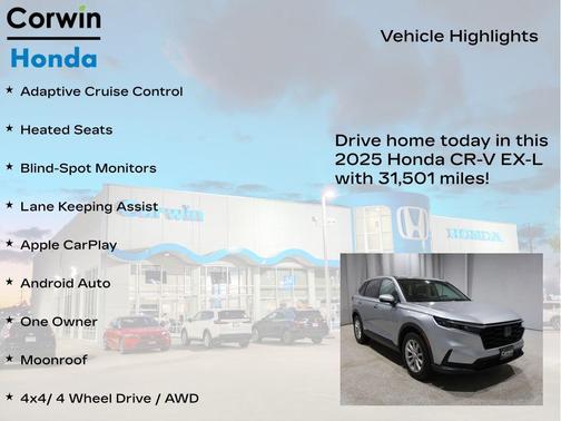 Crystal Black Pearl 2025 Honda CR-V EX-L AWD