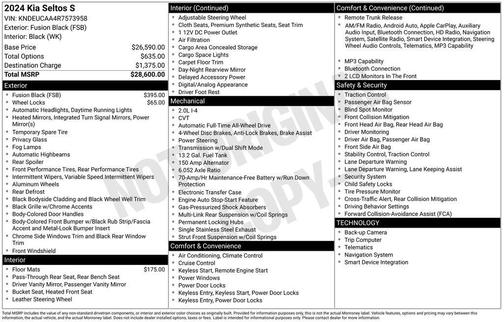 Fusion Black 2024 Kia Seltos S