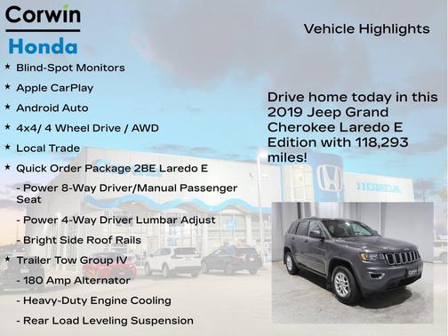 Granite Crystal Metallic Clearcoat 2019 Jeep Grand Cherokee Laredo
