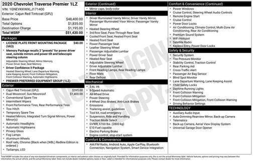2020 Chevrolet Traverse Premier