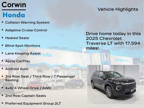 Mosaic Black Metallic 2025 Chevrolet Traverse LT