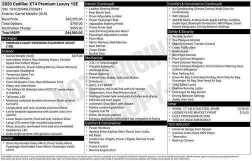 2020 Cadillac XT4 Premium Luxury
