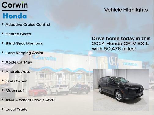 Crystal Black Pearl 2024 Honda CR-V EX-L AWD