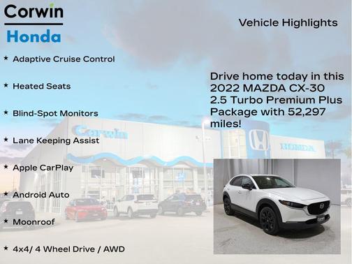 Snowflake White Pearl Mica 2022 Mazda CX-30 2.5 Turbo Premium Plus Package