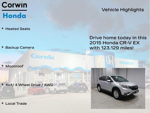 Alabaster Silver Metallic 2015 Honda CR-V EX