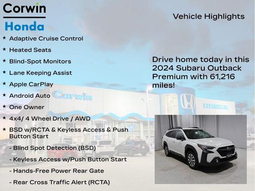 Crystal White Pearl 2024 Subaru Outback Premium