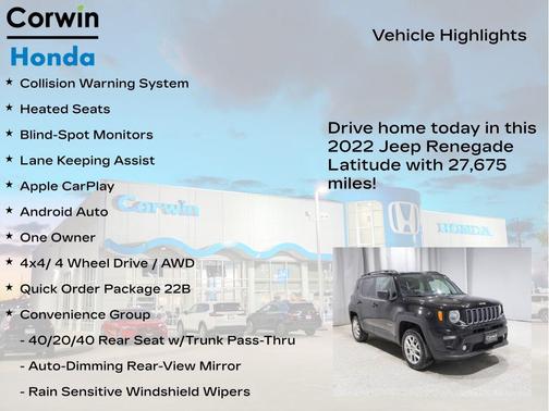 Black Clearcoat 2022 Jeep Renegade Latitude
