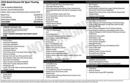 Summit White 2024 Buick Encore GX Sport Touring