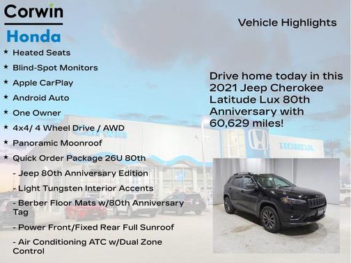 Diamond Black Crystal Pearlcoat 2021 Jeep Cherokee Latitude Lux