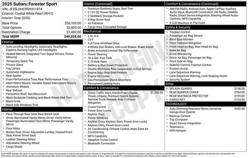 Crystal White Pearl 2025 Subaru Forester Sport
