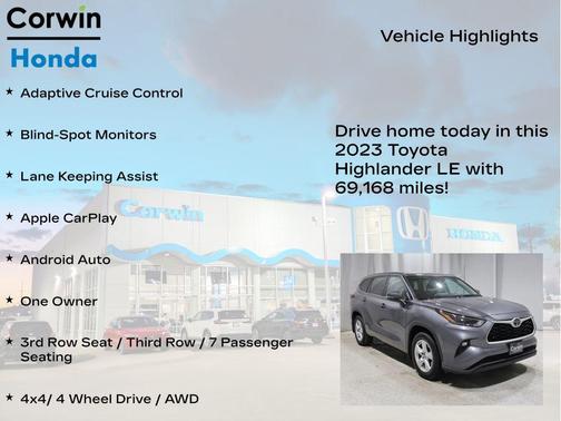 Magnetic Gray Metallic 2023 Toyota Highlander LE