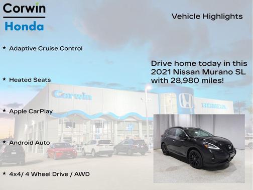 Magnetic Black Pearl 2021 Nissan Murano SL Intelligent AWD
