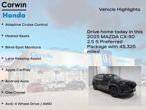 Jet Black Mica 2025 Mazda CX-50 2.5 S Preferred Package