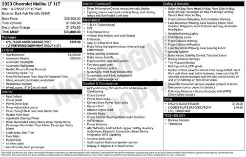 Dark Ash Metallic 2023 Chevrolet Malibu FWD 1LT