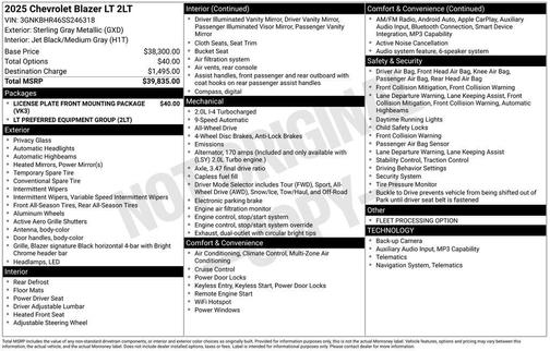 Sterling Gray 2025 Chevrolet Blazer 2LT