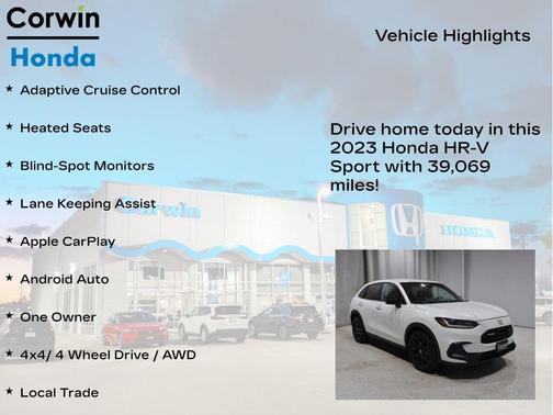Platinum White Pearl 2023 Honda HR-V AWD Sport