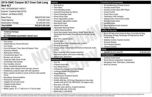 Red 2016 GMC Canyon SLT